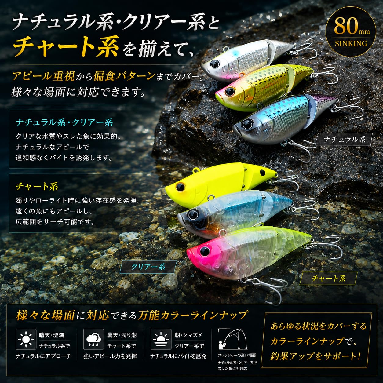 Amazon.co.jp: 【KOKOルアー】シーバス ルアー バイブレーション 80S